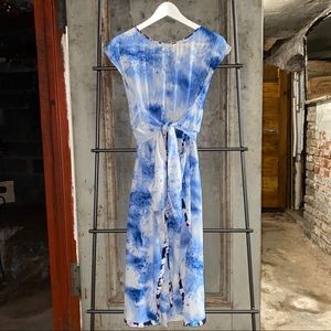 Rebecca Taylor Shibori Blue Cloud Watercolor Dress